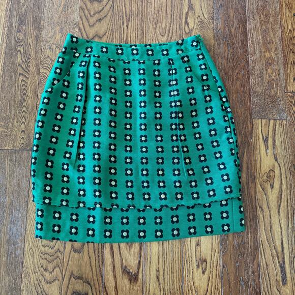 Anthropologie HD in Paris Skirt Womens 2 Green Garden Glimmer Skinny Pencil Mini - Picture 2 of 11